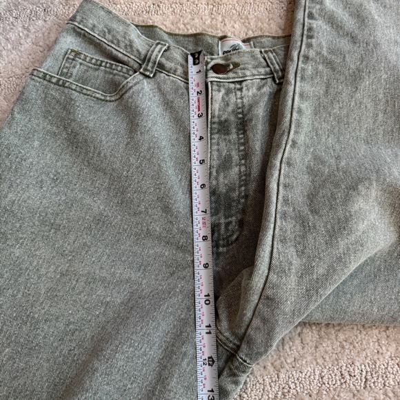 Vtg Palmettos High Waisted Olive Green Acid Wash Tapered Jeans Ankle Zip 26 80s - Picture 8 of 9